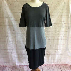 LuLaRoe Julia Black and Gray Striped Dress NWT - Size Medium